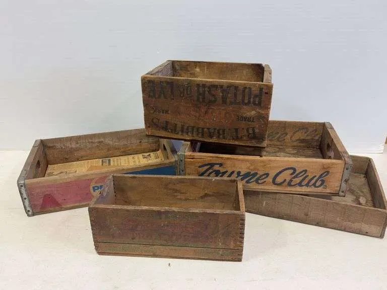 Various antique wooden trays