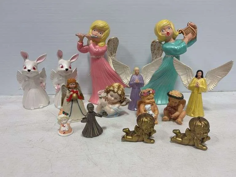 Assortment of angel figurines- includes ceramic molds