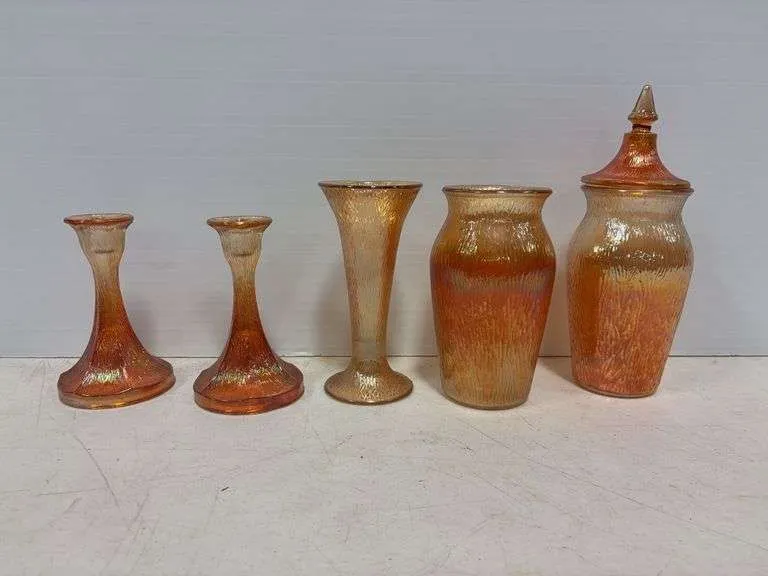 Jeanette glass vases & candle sticks