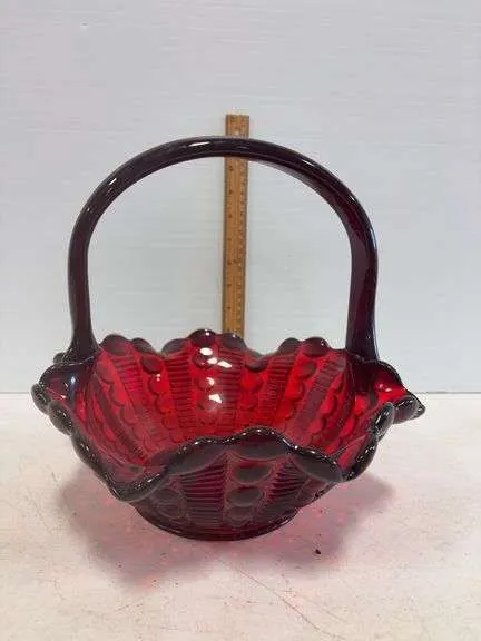 Ruby Red glass basket- possibly Indiana