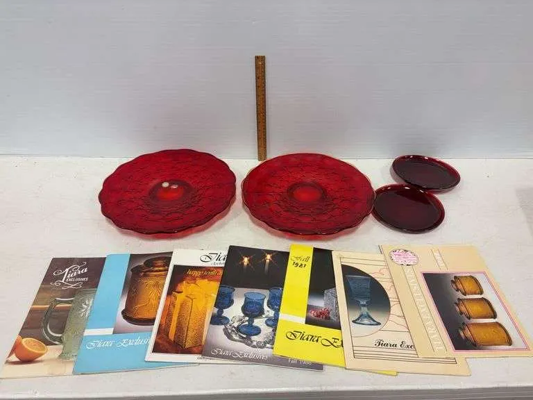 Tiara glass platters, plates, glass books