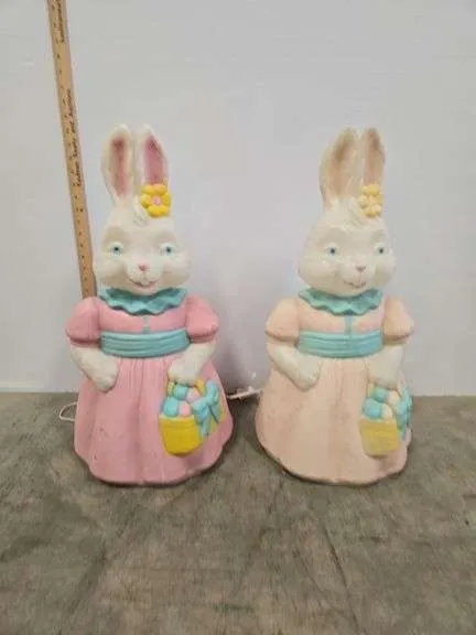 Vintage blow mold Easter bunnies- 25"
