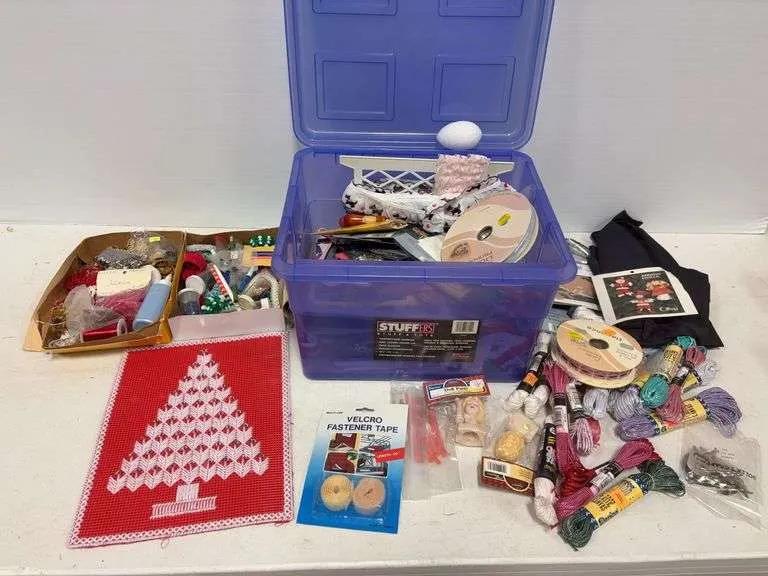 Large assortment of crafting supplies- includes cord, lace & lots of misc