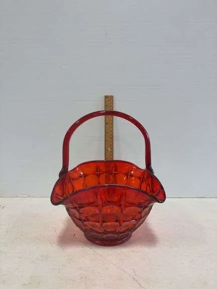 Amberina glass basket- possible Indiana