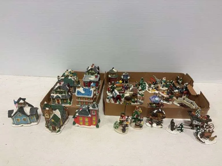 Assortment of Christmas figurines- mostly Cobblestone Corners