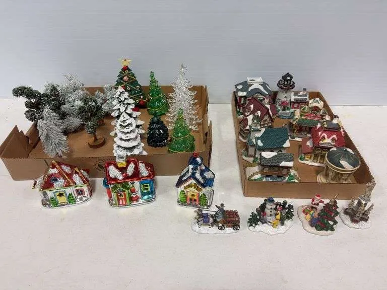 Assortment of Christmas figurines- includes Cobblestone Corners