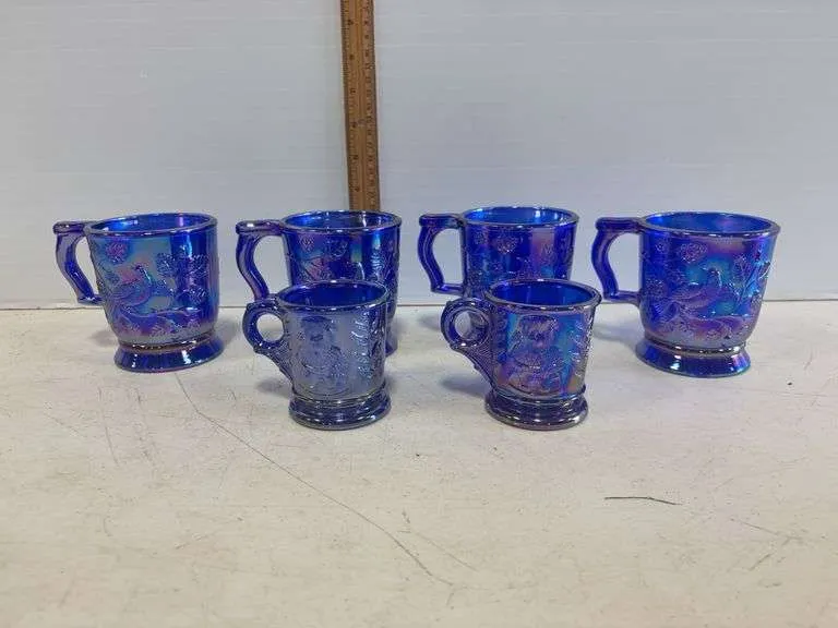 Iridescent cobalt blue cups