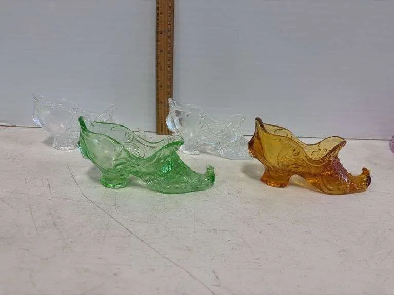 (4) Fenton glass boots