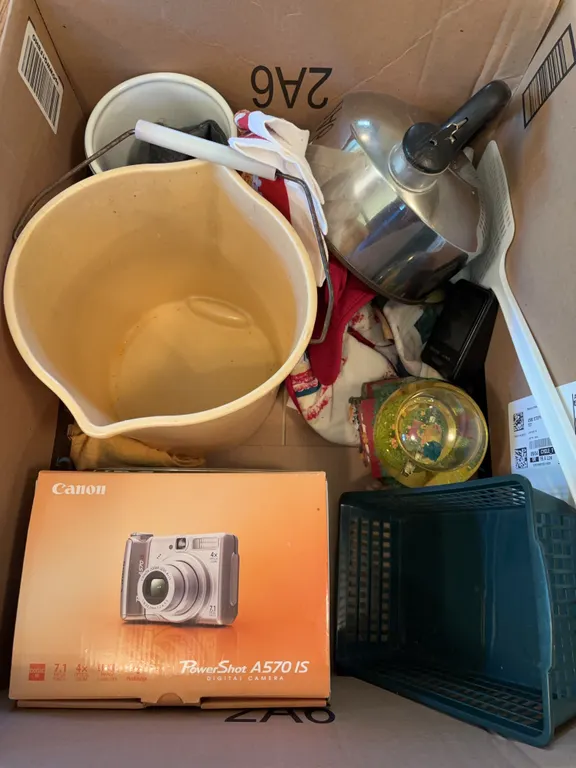 Cannon camera, tin & more