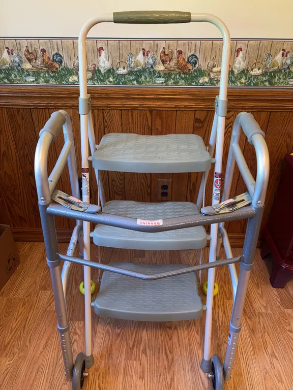 Folding ladder and walker
