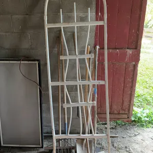 Shovels, fork, gardening hoes?? & trellis