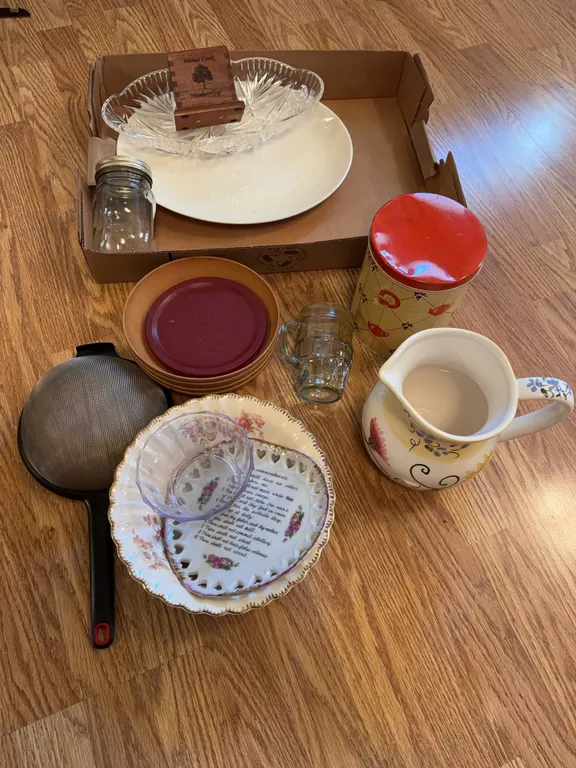 Tin, serving plate & more