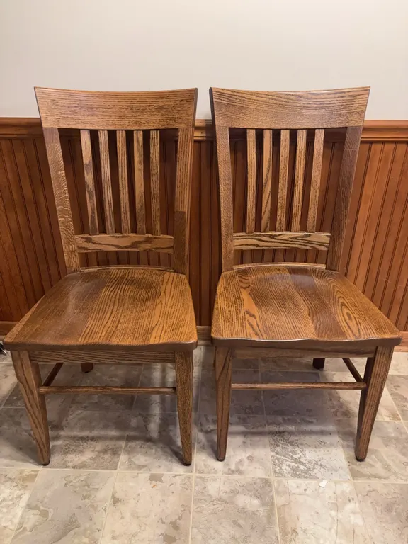 (2)- oak chairs ( 19�W x 17�L x 40�H )