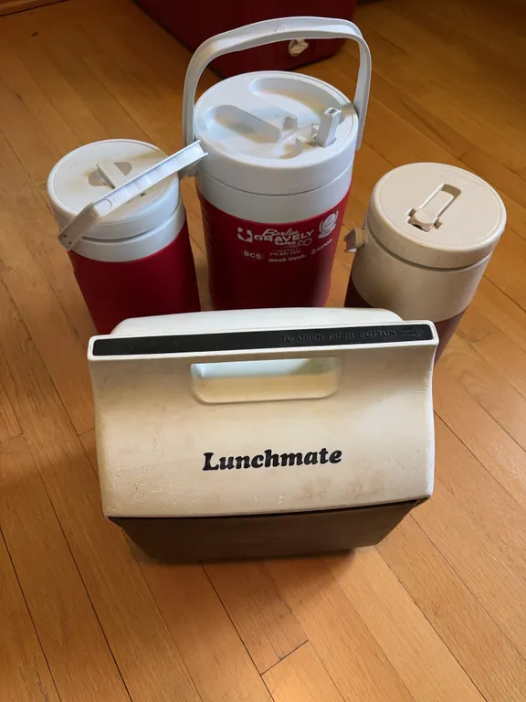 (3)- water jugs and lunch box