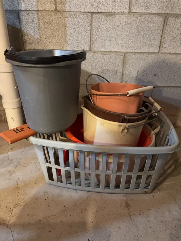Clothes basket and buckets