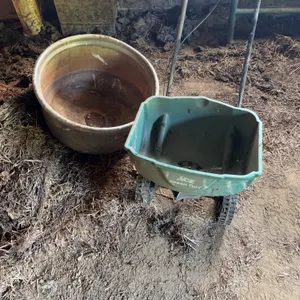 Green turf seed spreader & feed/waterer