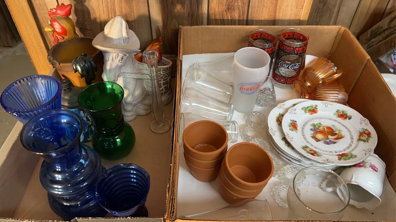 Glassware Including Coca-Cola Cups, Plates, Candle Holders, Planters & More