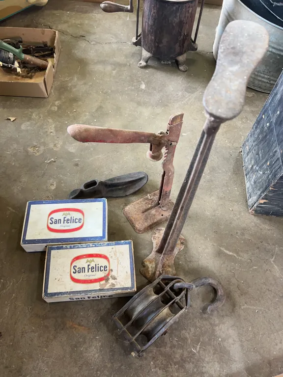 San Felice Cigar Boxes, Pulley W/ Hook, Shoe Anvil & More