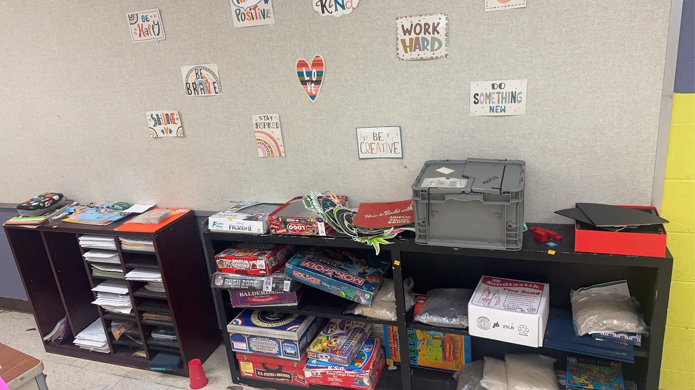 (2) Wooden Bookshelves w/ Board Games and Learning Materials