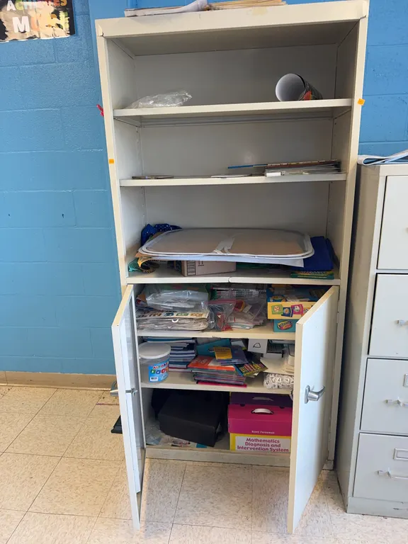 Metal Storage Cabinet and Contents