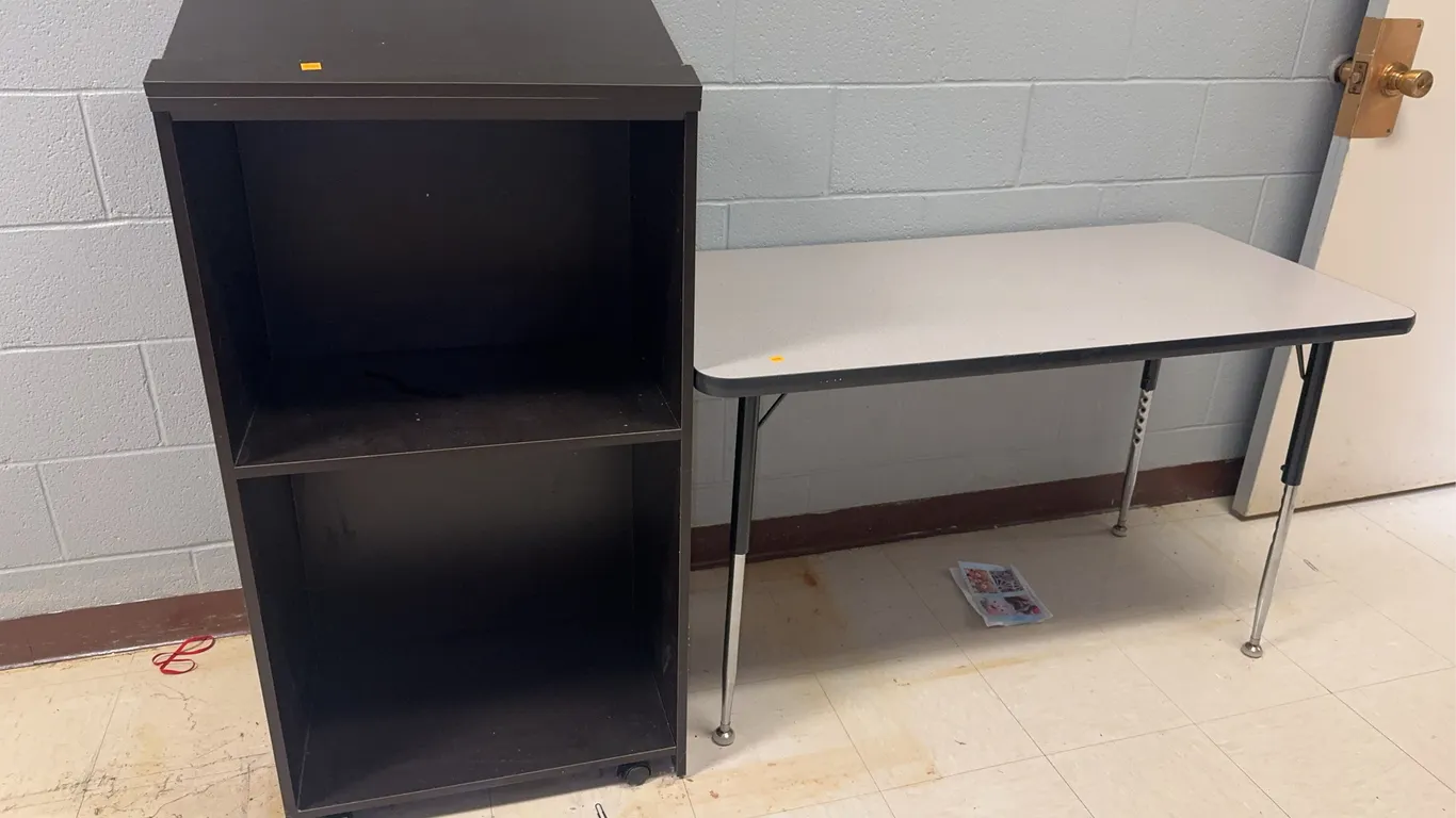 Wooden Rolling Podium, Rectangle Classroom Table