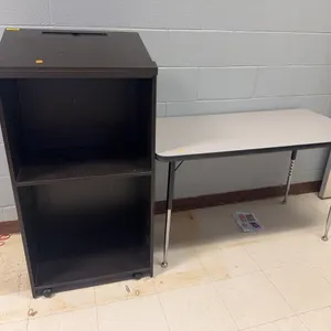 Wooden Rolling Podium, Rectangle Classroom Table