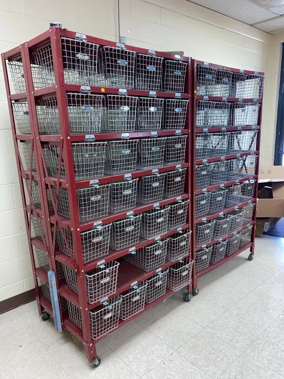 (2) Penco Shelves with wire baskets