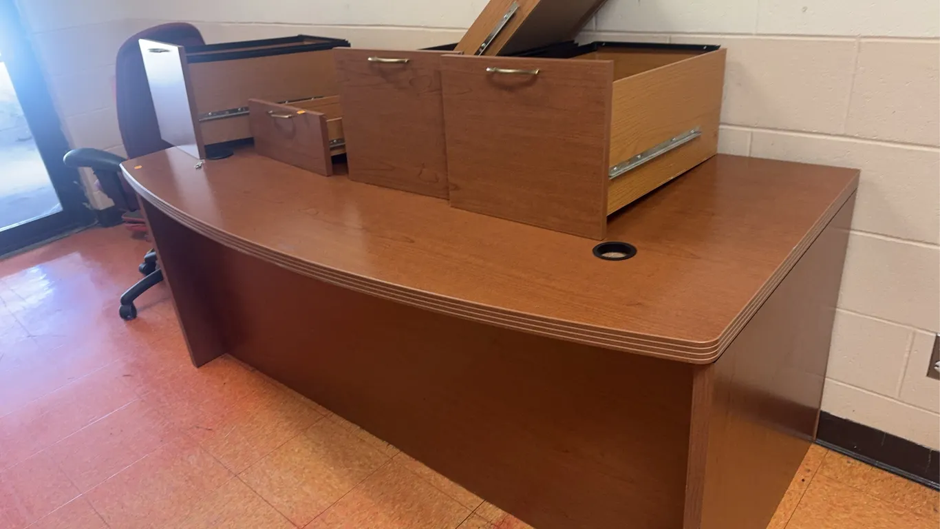 Office Desks, Tables, Rolling Chair and Caution Cones