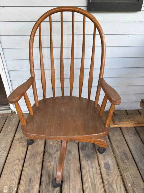 Oak office chair on castors