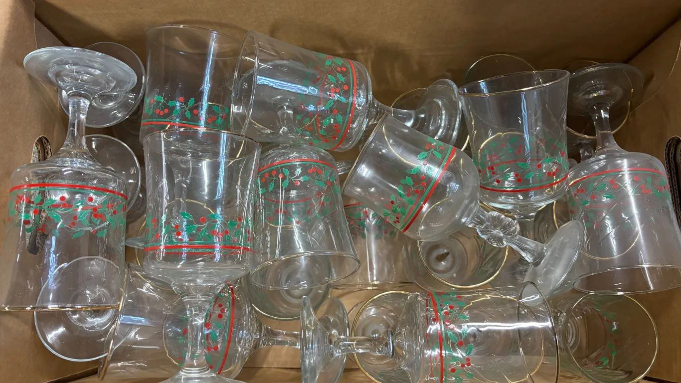 Large Lot of Christmas Themed Goblets