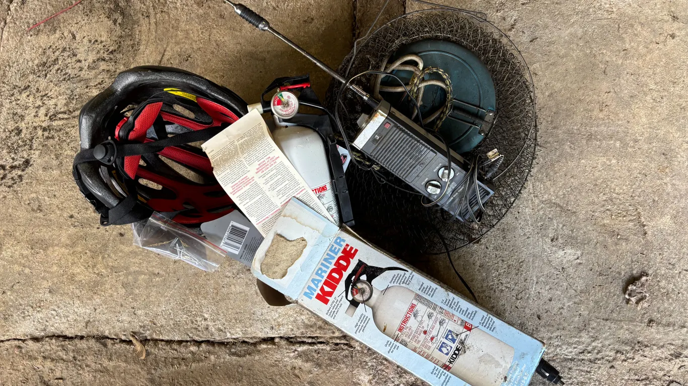 Fish basket, bike helmet and more