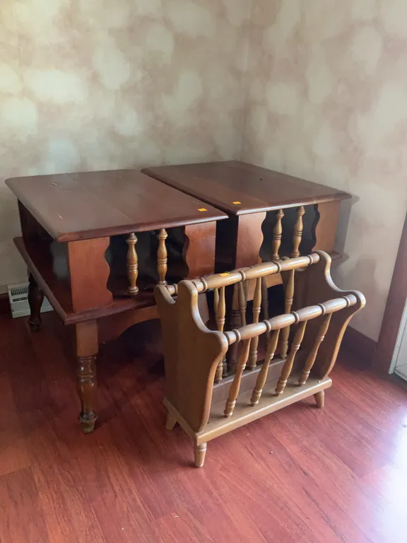 (2) End Tables, Magazine Rack