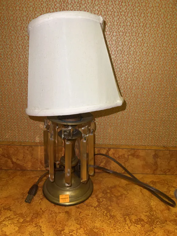 Brass Desk Lamp with Dangling Prisms