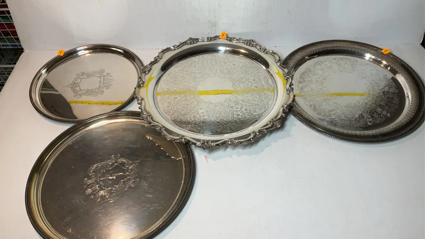 (4) Round Silverplated Platters