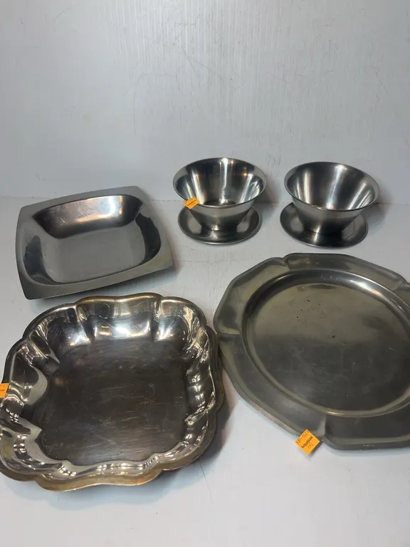 Assorted Stainless Steel and Silverplated Platters, Bowls