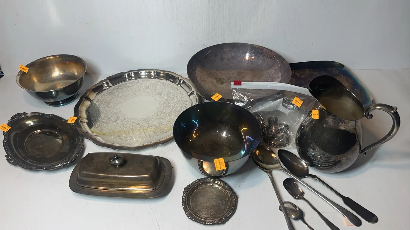 Assorted Silverplated Platters, Bowls, Pitcher
