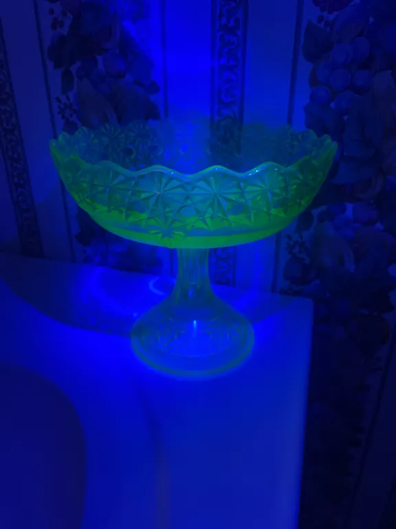 Vaseline Glass Pedestal Dish