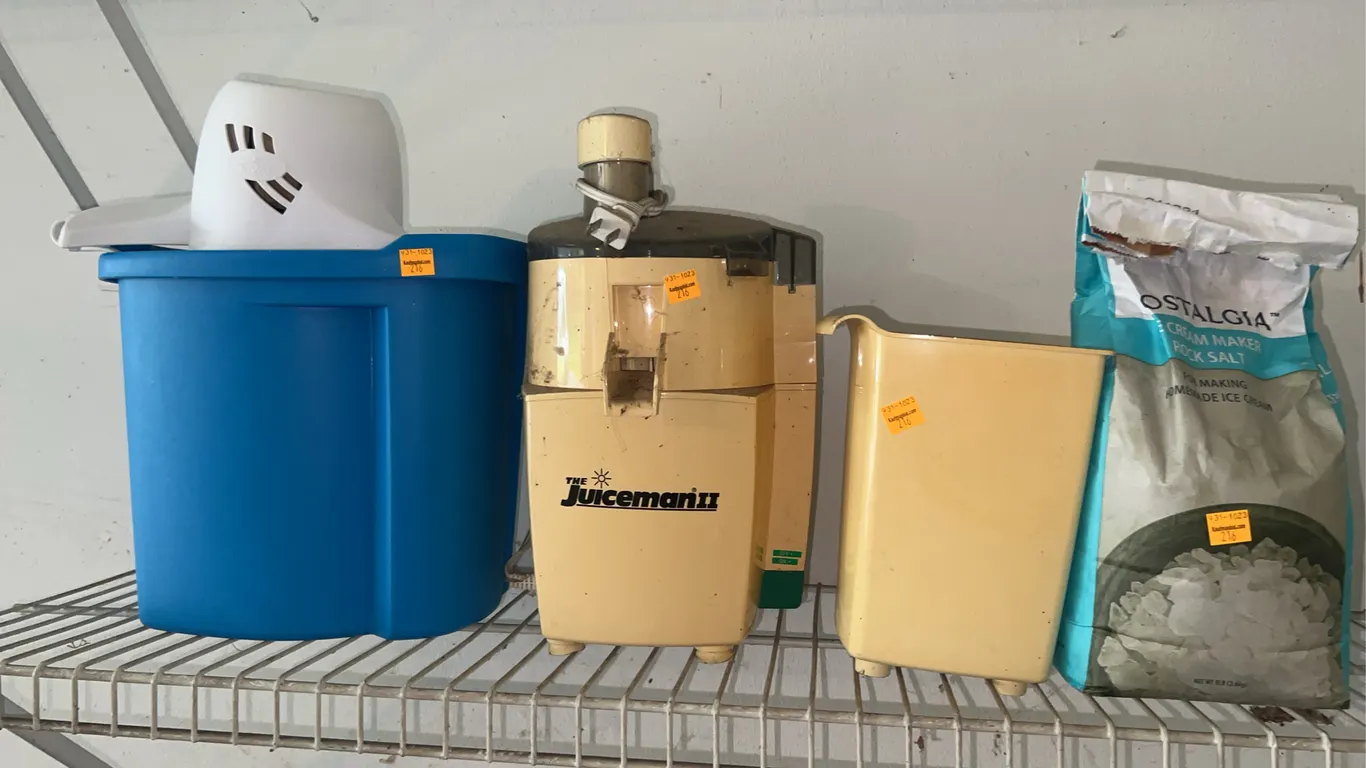 Vintage Ice Cream Maker and Supplies, Vintage Juicer