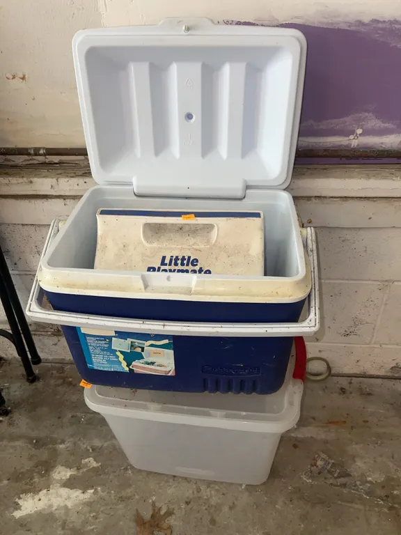 Clear Tote, Rubbermaid Cooler, Little Playmate Cooler