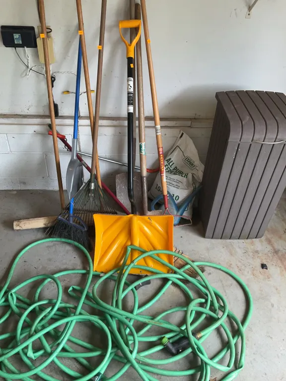 Long Handled Tools, Garden Hose, Outdoor Trash Can, Fertilizer