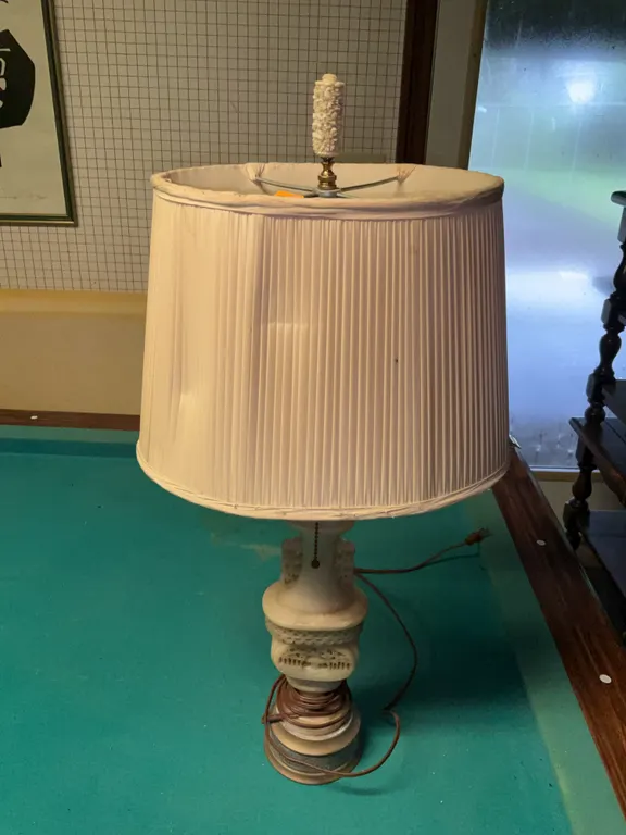 Vintage Carved Alabaster Table Lamp