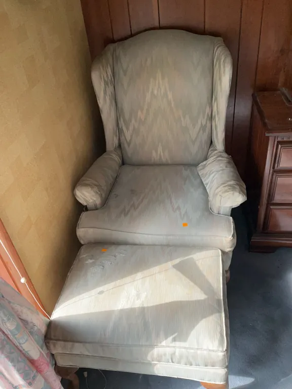 Temple Furniture Upholstered Arm Chair with Ottoman