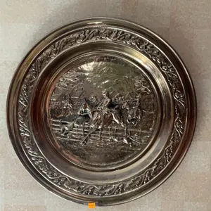 Embossed Brass Wall Plate with Horse and Rider
