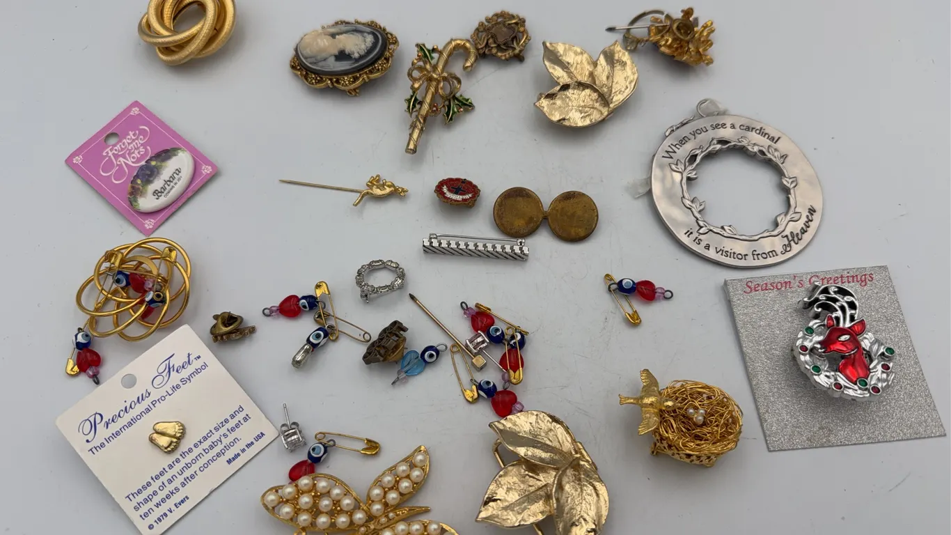 Assorted Brooches, Pins, Clips
