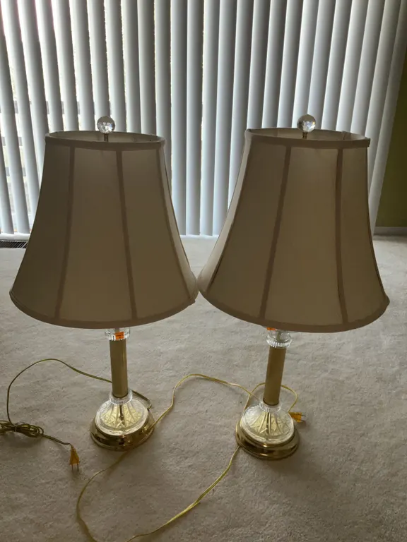 2 Crystal Glass Table Lamps