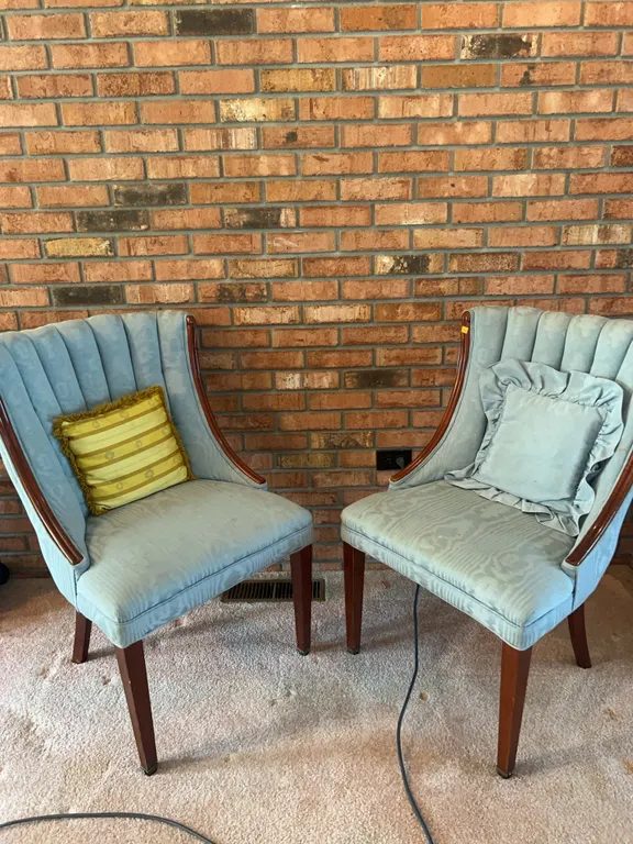 Set of (2) Vintage Upholstered Wooden Chairs