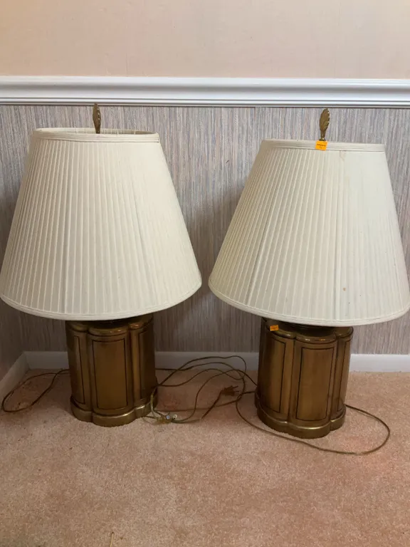 (2) Vintage Brass Tea Canister Style Table Lamps