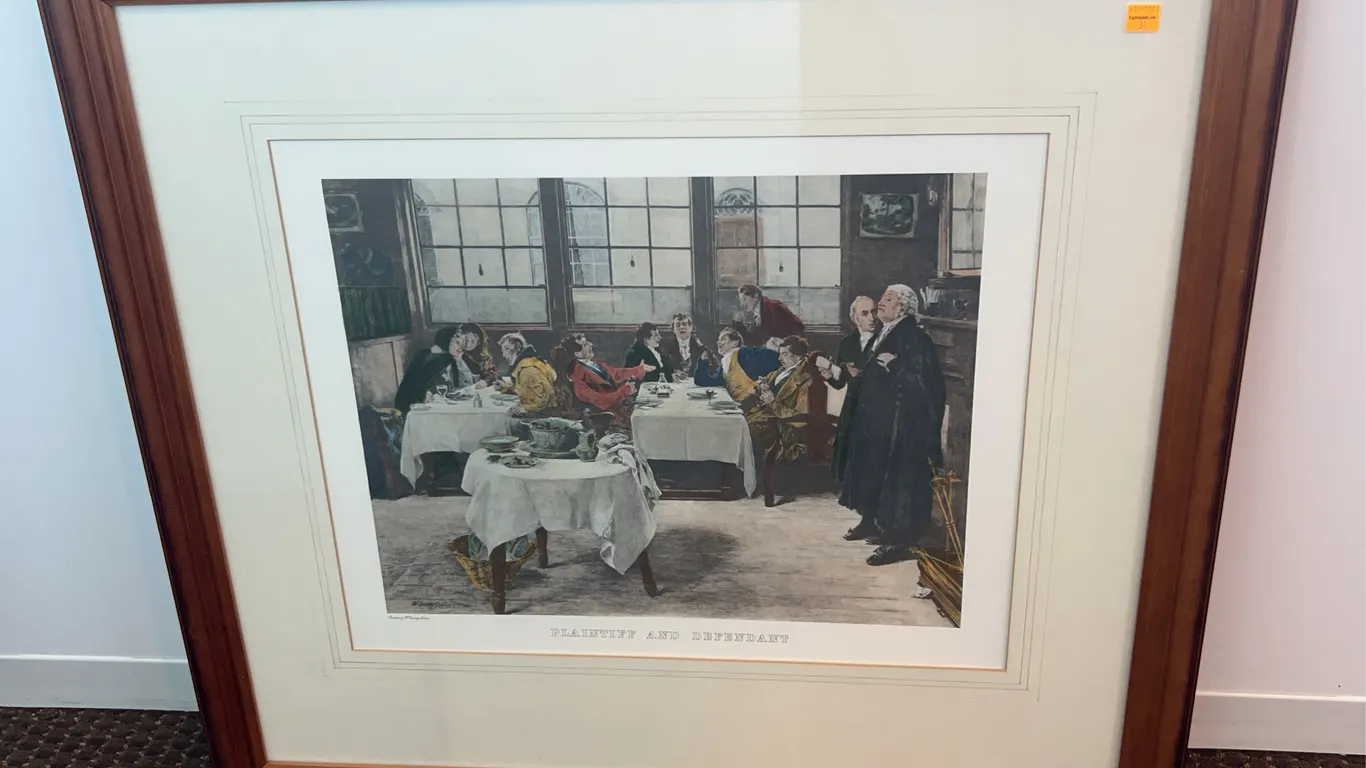 “ Plaintiff and Defendant “ Antique Print Hand Drawn