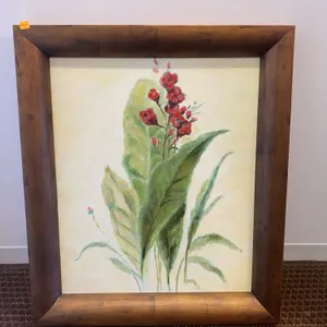 Framed Floral Painting on Canvas