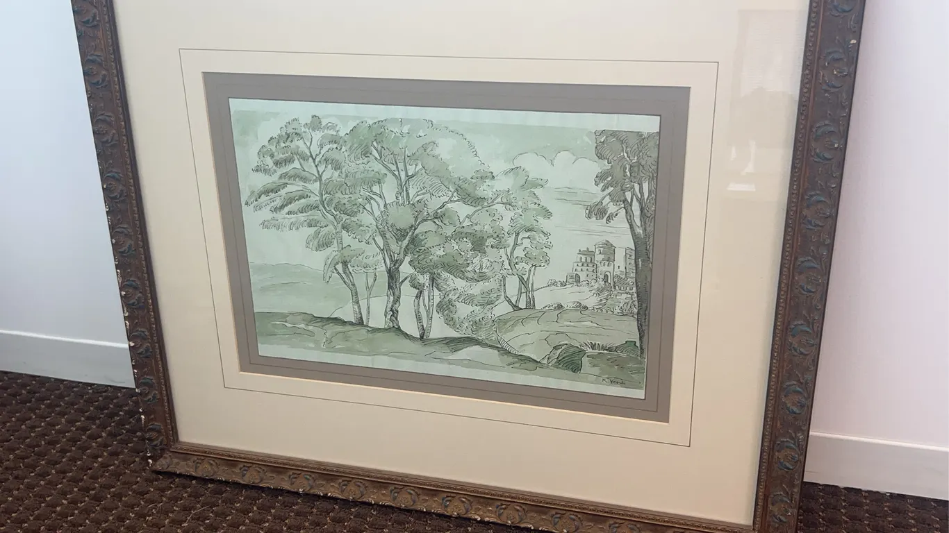 “Italian Countryside IV” Framed Sketched Art